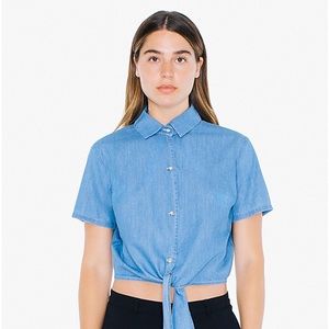 Denim tie up blouse